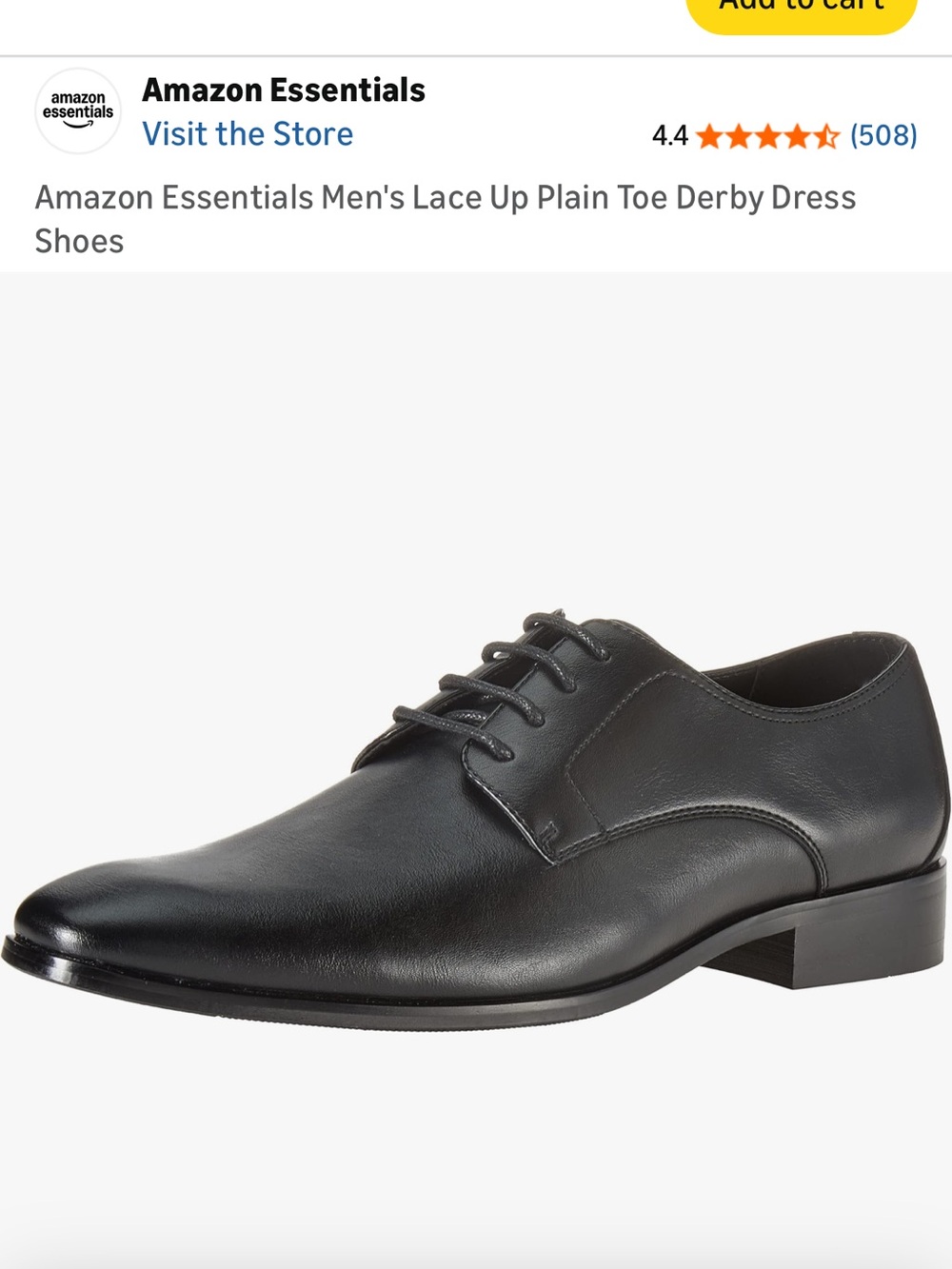 Amazon Essentials Black Lace-Up Plain Toe Derby Dress Shoes